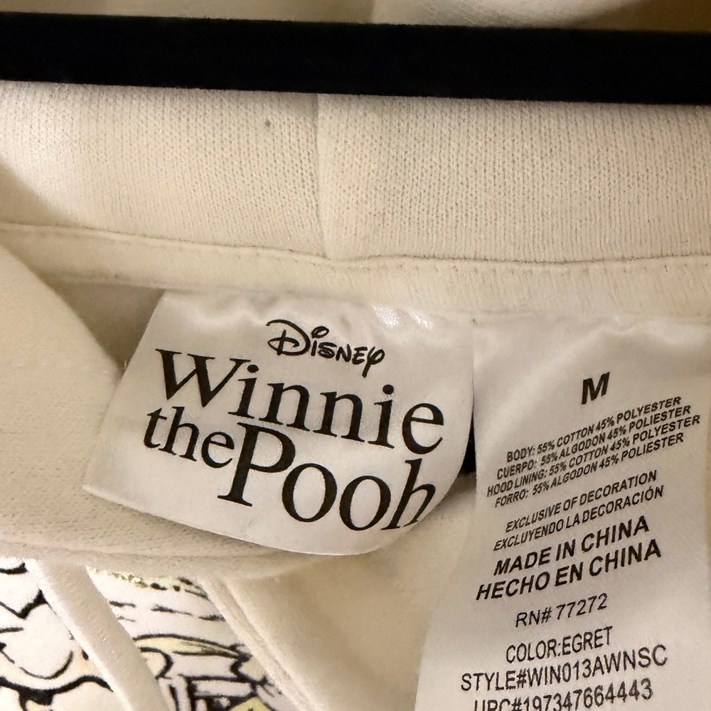 Disney Pooh Cream Graphic Hoodie size Medium - Picture 2 of 5
